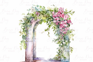 Watercolor Spring Arches Clipart