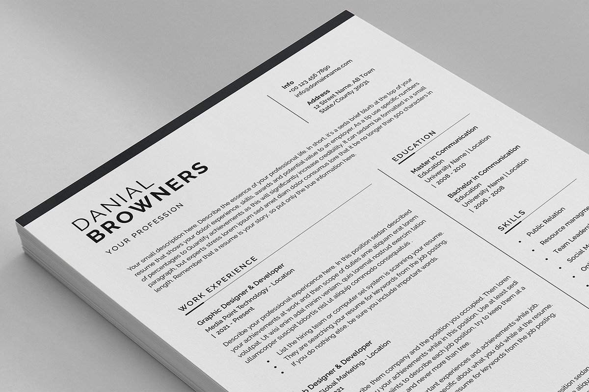 Resume Template, a Resume Template by DesignDevisers (Photo 7 of 12)
