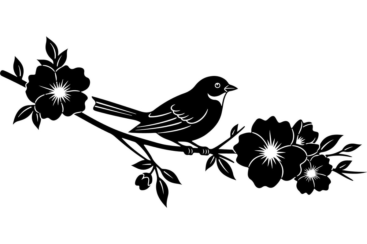 Birds on Branch Vector Collection, a Decorative Illustration by Designer_Momina (Photo 20 of 21)