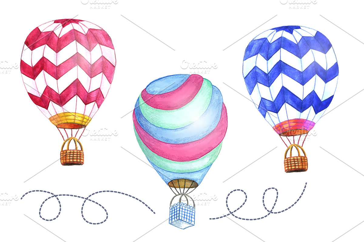 Hot air balloon, a Transportation Illustration by El Design (Photo 1 of 2)