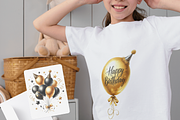 Gold Balloons birthday Clipart, png, a Decorative Illustration by VM PARTYS  BY TAIRUMA (Thumbnail 7 of 10)
