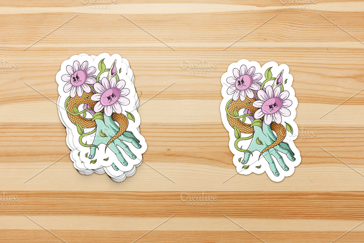 Zombie Hand with Angry Daisy Flowers, an Object Illustration by Judsart (Photo 3 of 3)