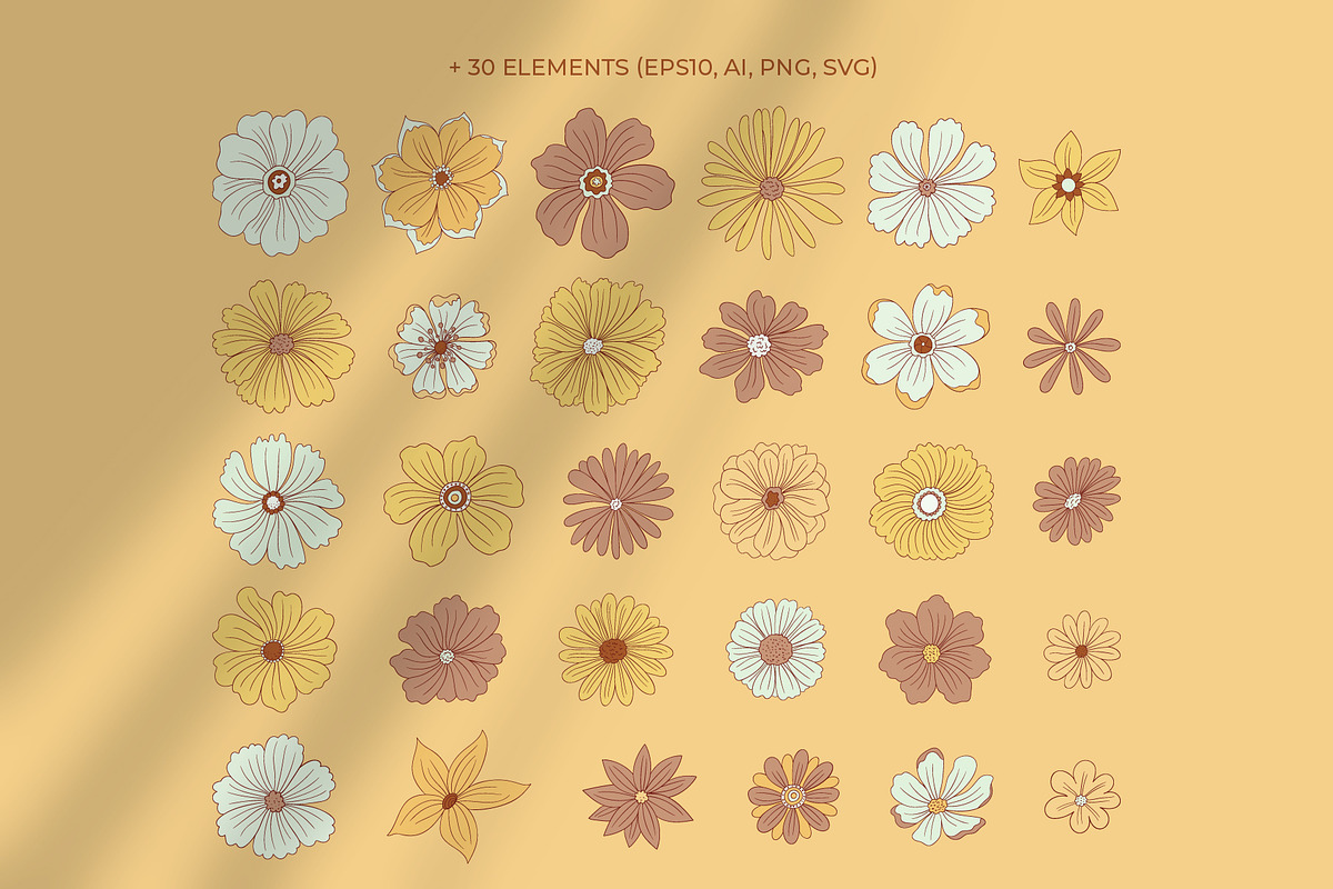 Wild Retro Floral Seamless Patterns, a Pattern Graphic by Tiger and Flower (Photo 4 of 20)