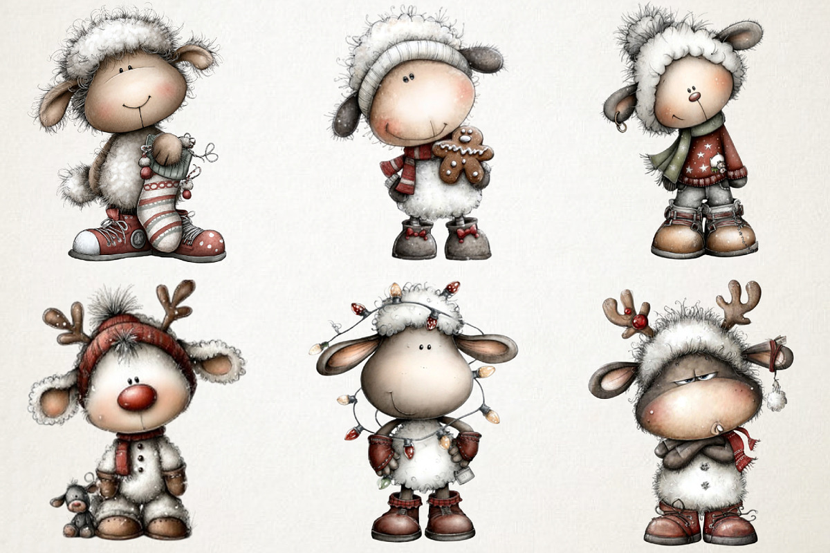 Christmas Sheep Clipart, an Illustration by RobertsArt (Photo 5 of 7)