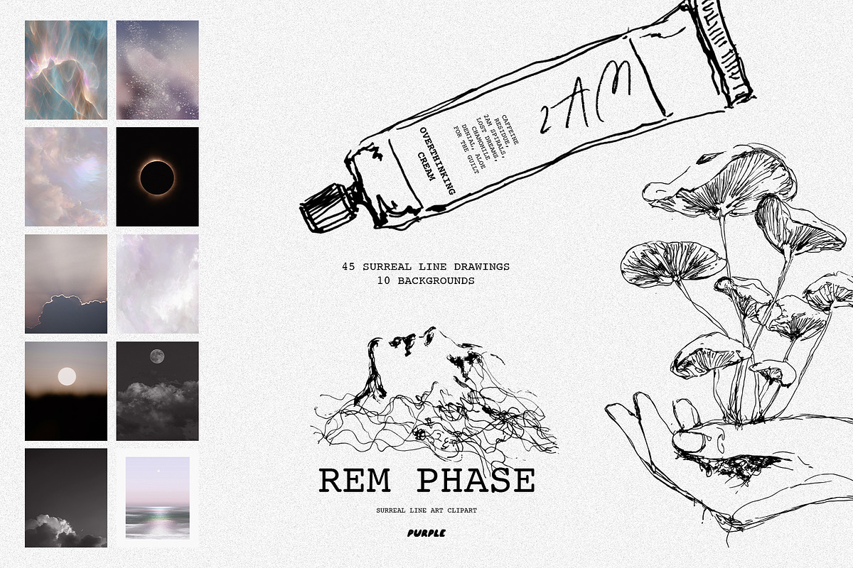 REM Phase: Surreal Line Art Clipart, a Healthcare Illustration by Purple (Photo 5 of 9)
