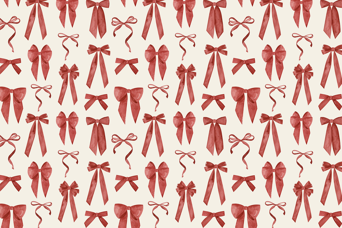 Red Bows Ribbon Watercolor Clipart, a Decorative Illustration by Ooh Lily (Photo 10 of 16)