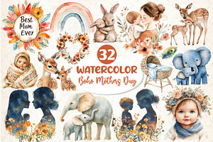 Boho Mothers Day Clipart, an Illustration by Dream Creation