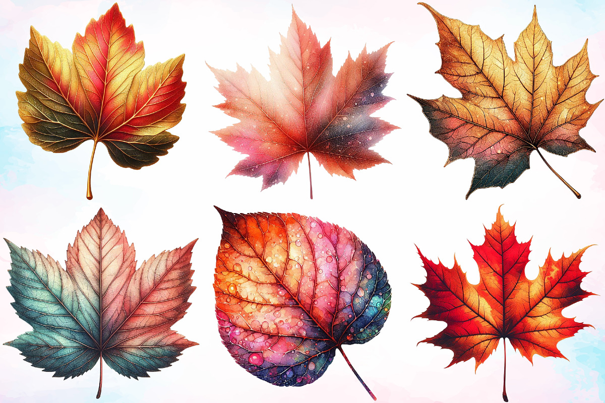 Watercolor Fall Foliage Clipart PNG, a Seasonal Illustration by Canvas Craft (Photo 3 of 7)