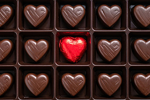 Chocolate Hearts with One Red Foil Surprise, a Food & Drink Photo by Davizro's Market