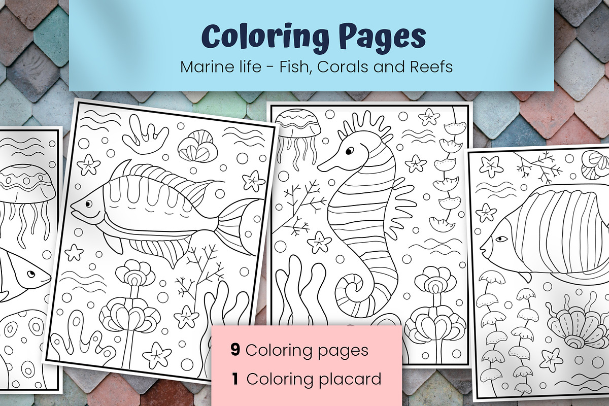 10 Coloring Pages | Sea life, an Animal Illustration by ChristinaDesigns (Photo 1 of 8)