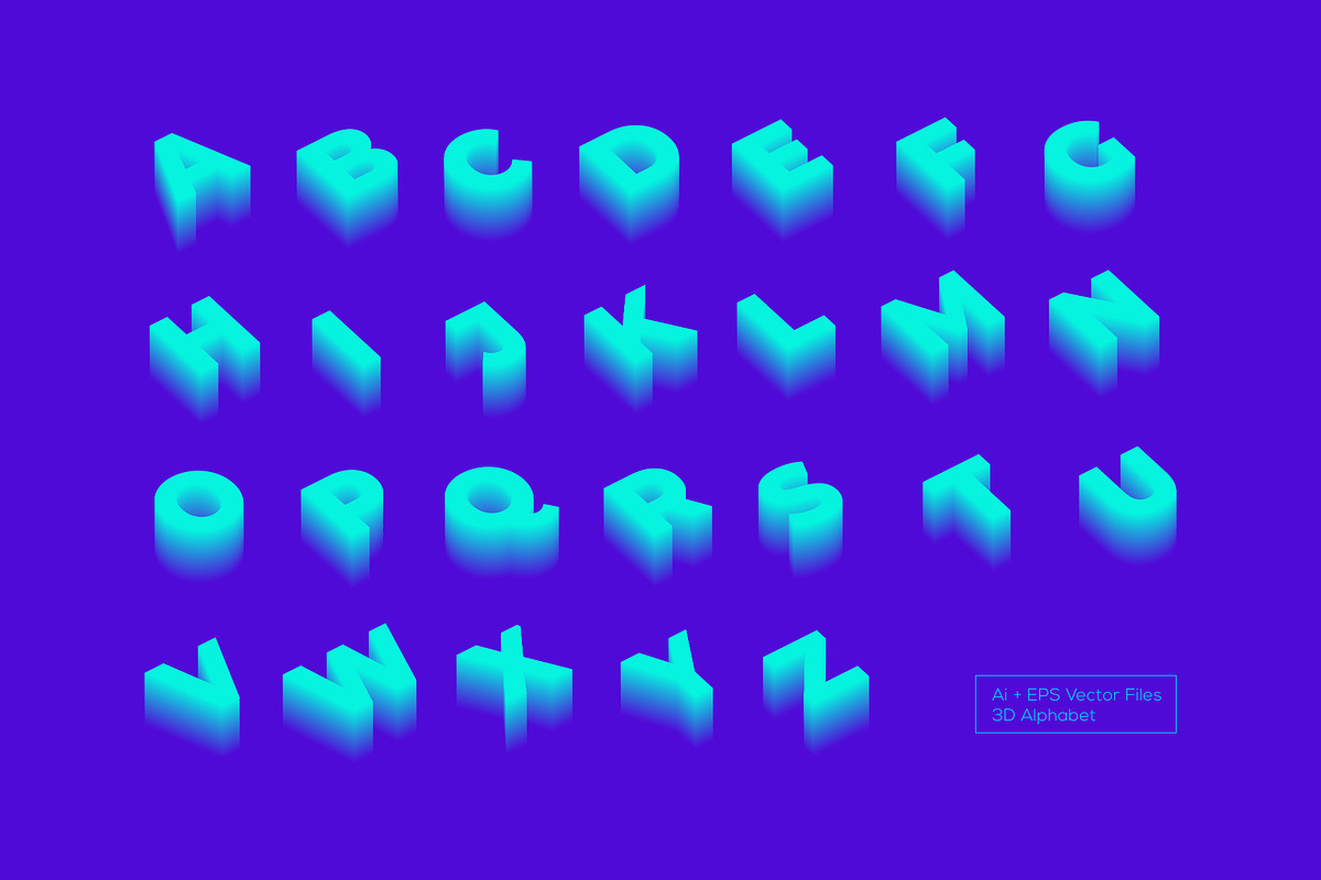 3D Colorful Alphabet Font preview 3