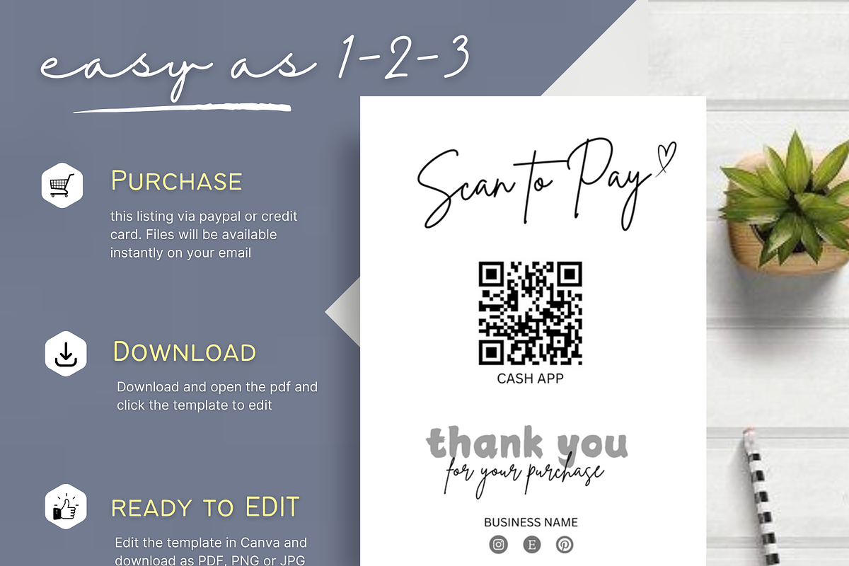 Scan To Pay Template, Qr Code Sign, a Business Card Template by Climbwithelevator (Photo 11 of 11)