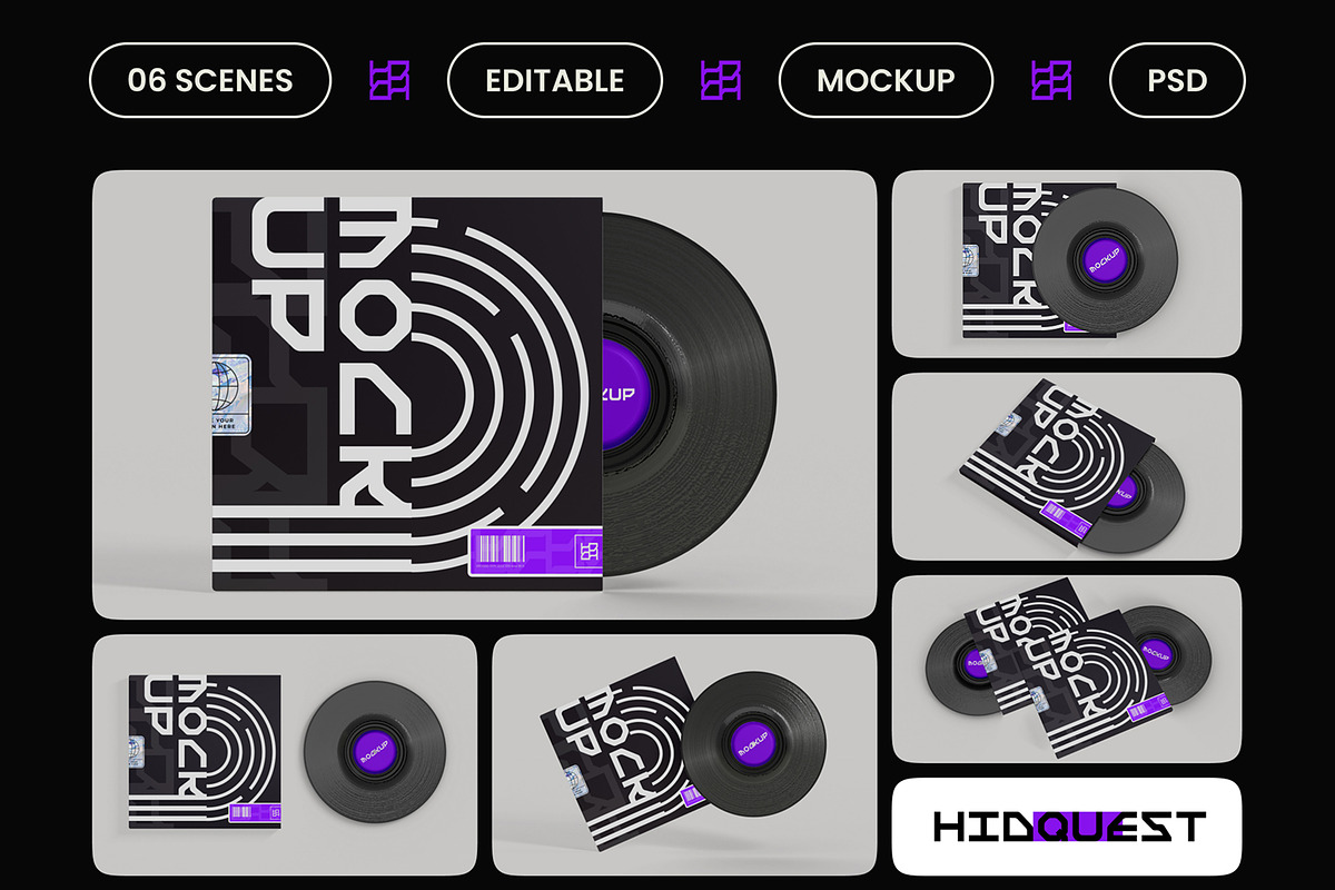 Vinyl Record Mockup, a Mockup by hiddemaru (Photo 2 of 4)