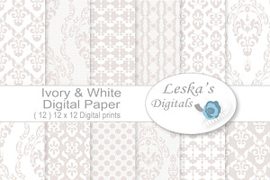 White Wedding Digital Paper - Lace