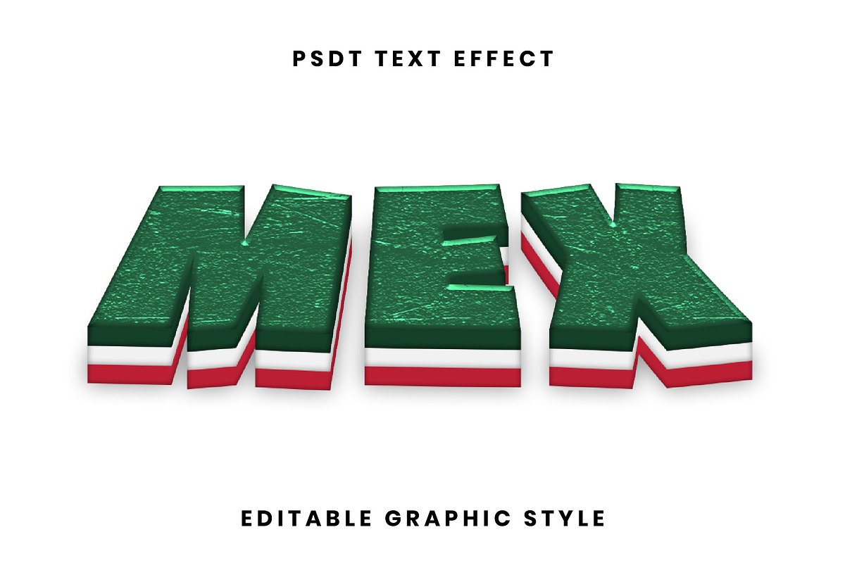 Mexican Flag 3D Bold Text Effect
