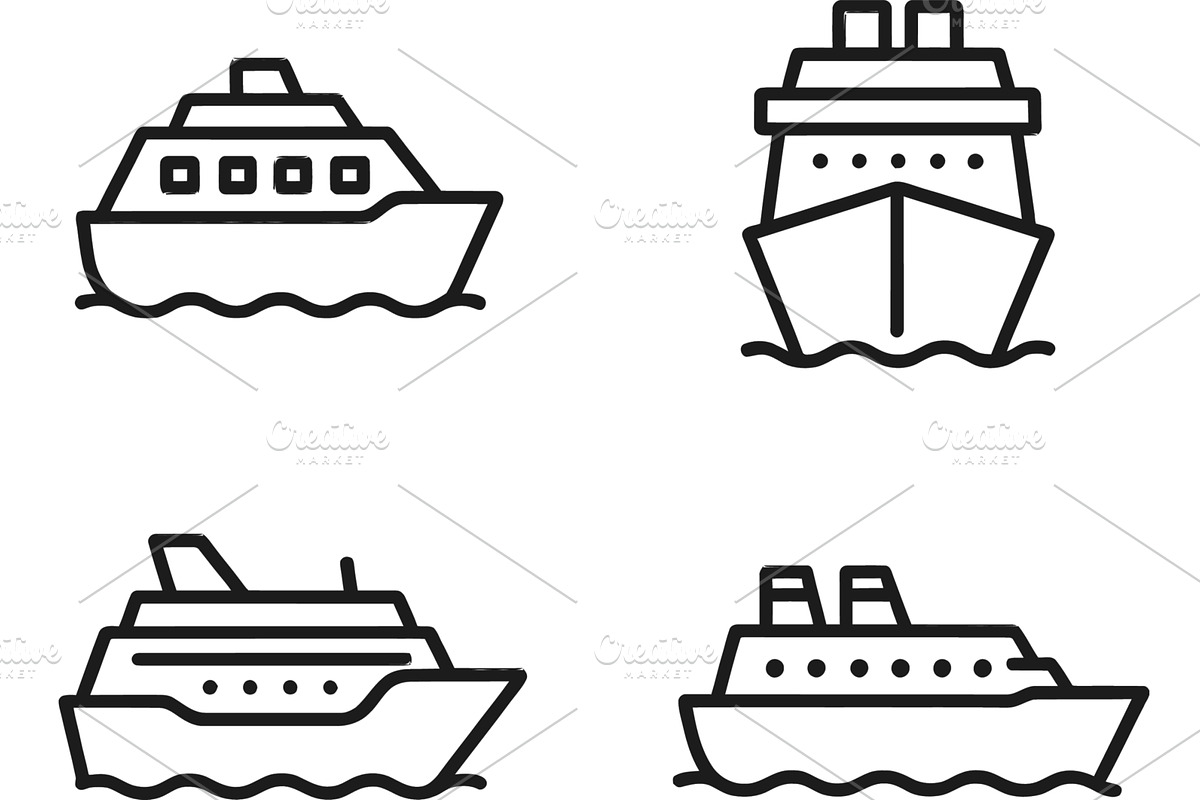 Vector illustration of lined icons, a Transportation Illustration by ZinetroN