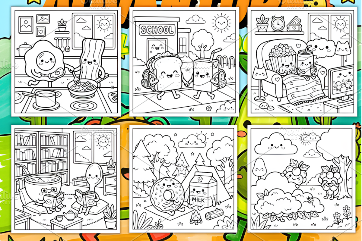 Food Friends Adventure Coloring Book, a Food Illustration by Ink Gallery (Photo 2 of 3)