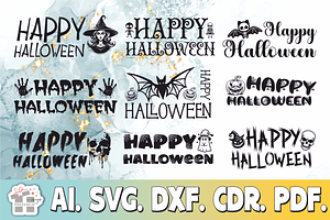 Happy Halloween svg lettering set, an Object Graphic by MegaPrezencik