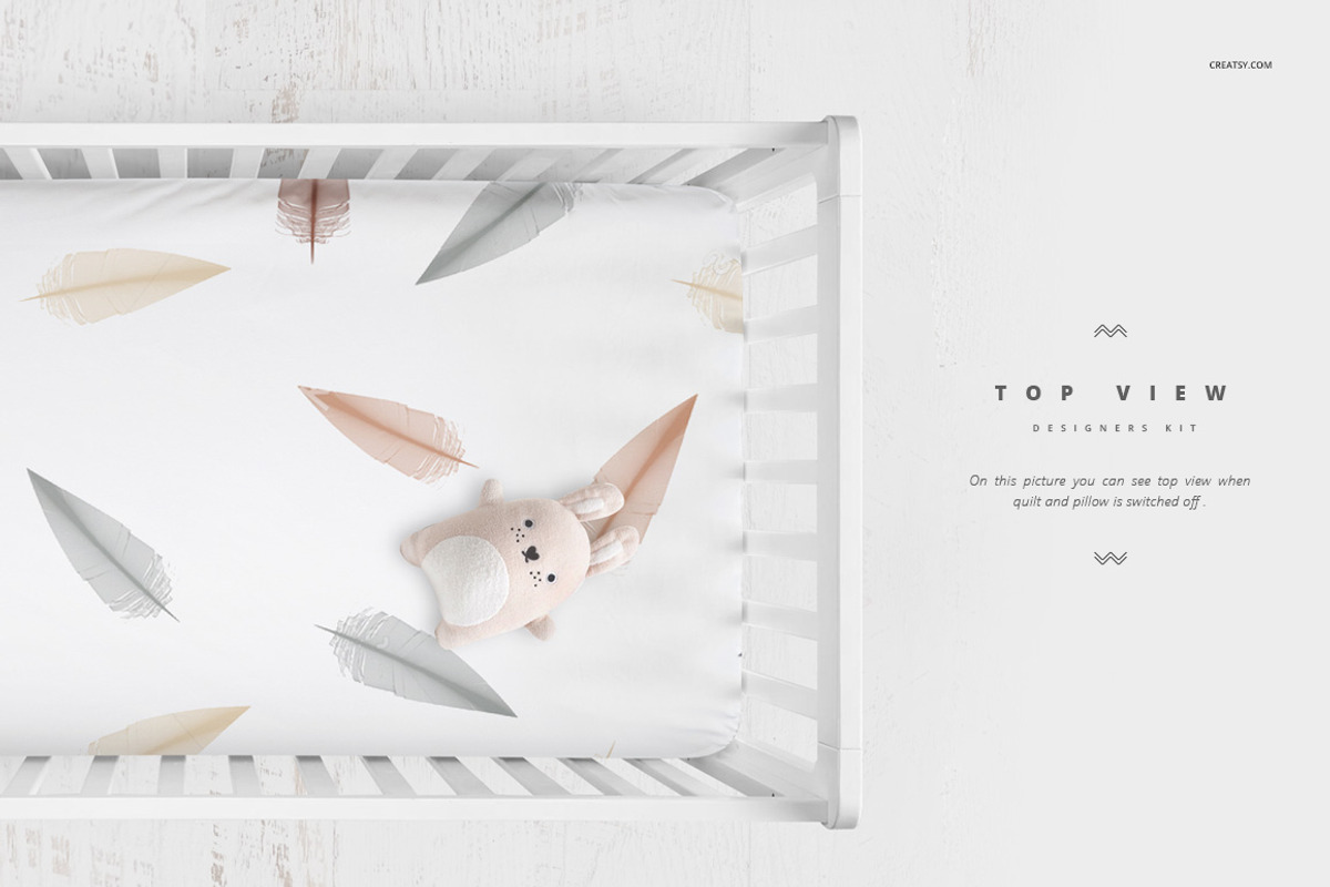 Crib Beddind Designers Kit Mockup, a Bottom Mockup by Creatsy (Photo 3 of 29)