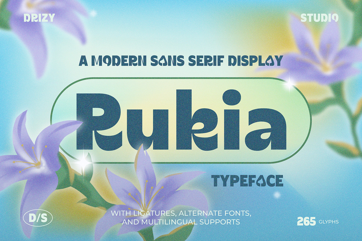 Rukia - Modern Sans Serif Font, a Sans Serif Font by Drizy (Photo 1 of 10)