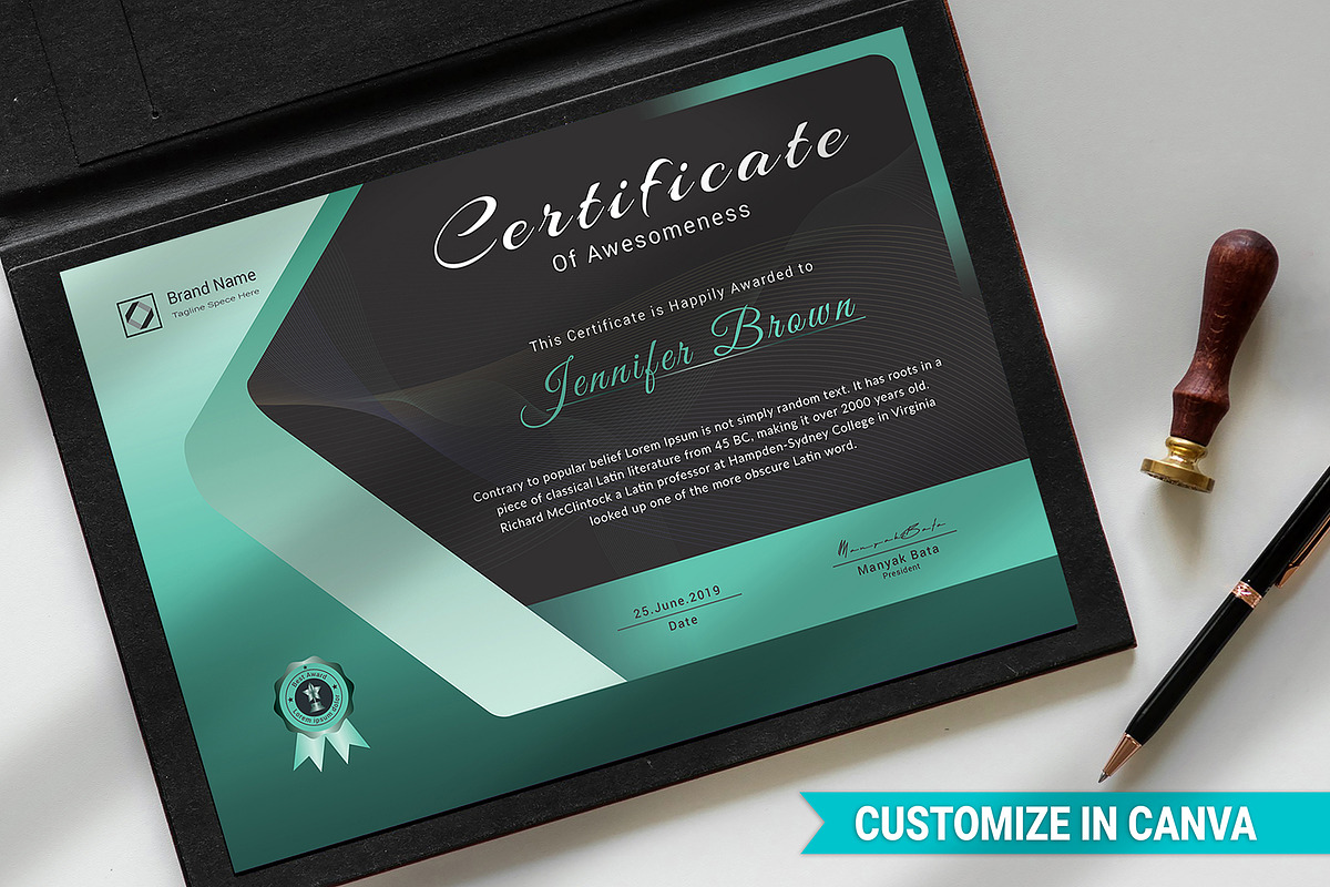 Canva Certificate Template, a Stationery Template by DesignDevisers (Photo 5 of 9)
