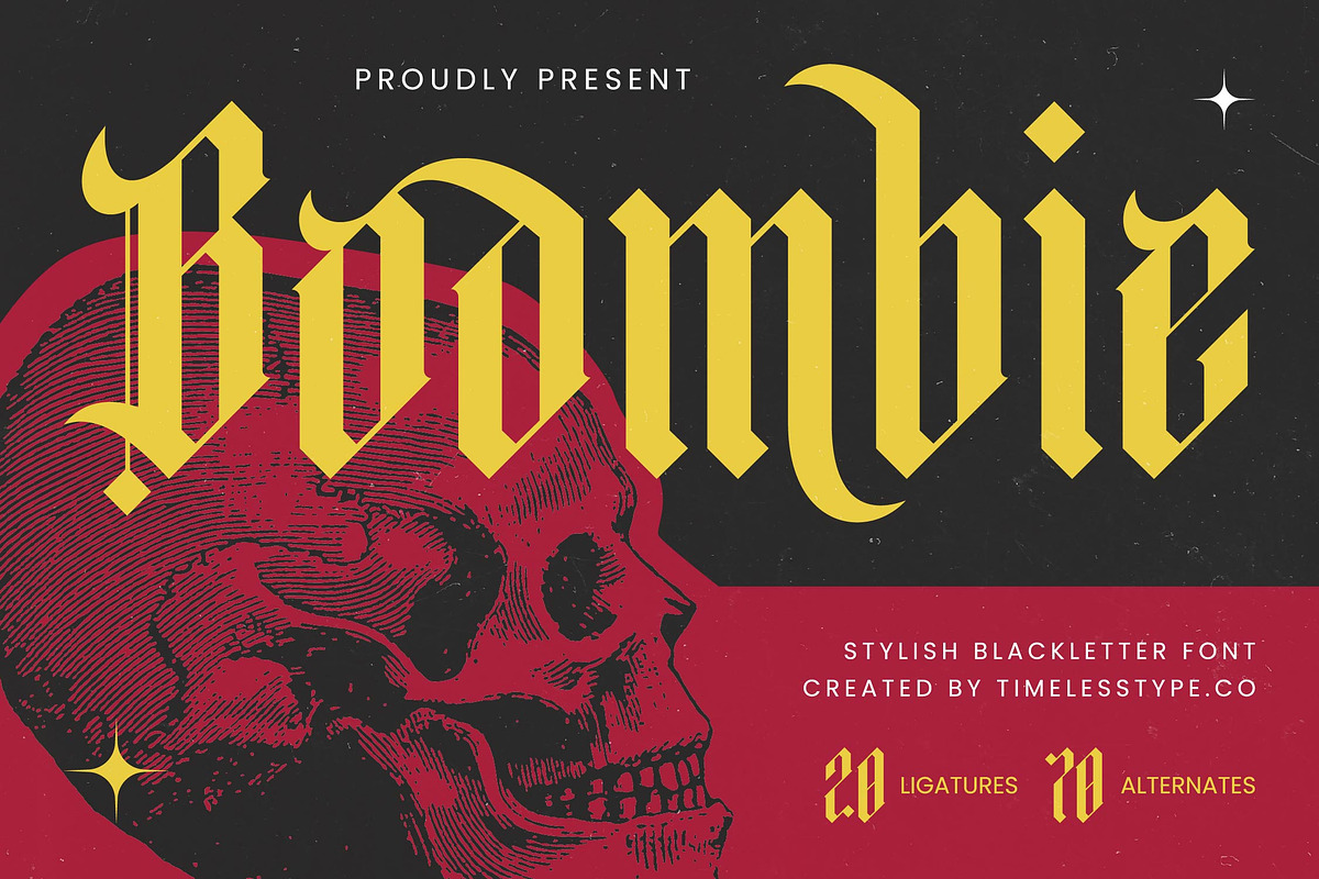 Boombie Stylish Blackletter Font, a Blackletter Font by timelesstype.co (Photo 1 of 20)
