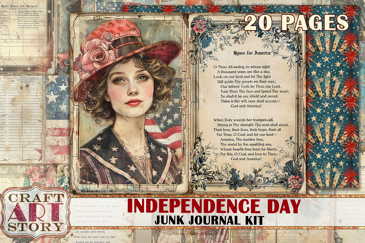Vintage shabby Independence Day, a Person Illustration by CraftArtStory (Photo 1 of 5)
