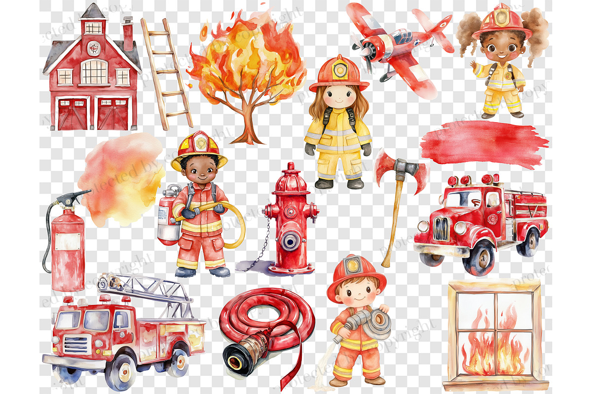 Firefighters Clipart, a Person Illustration by GlamArtZhanna (Photo 6 of 6)