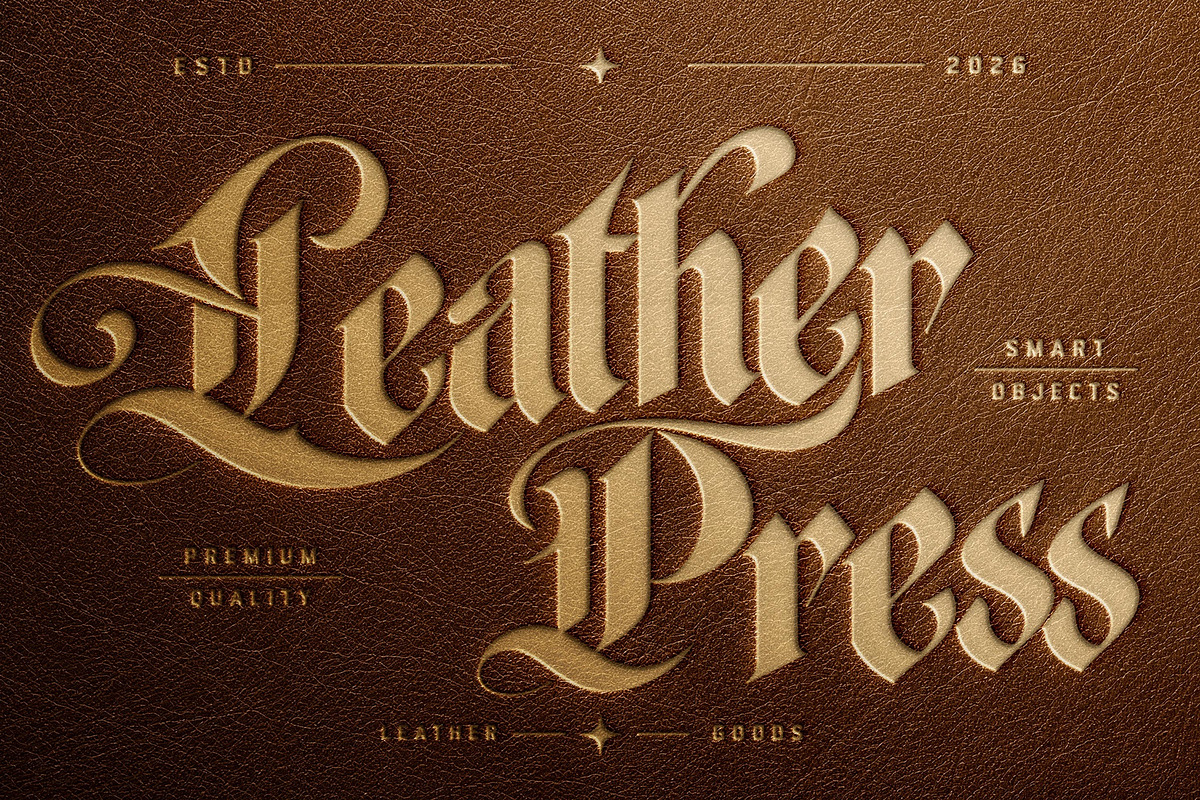 Pressed Old Leather Template, a Layer Style Add-On by Design Squad
