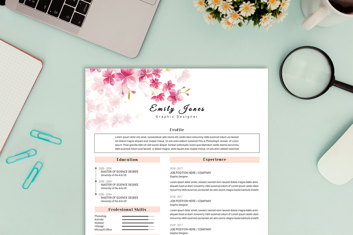 Water Color CV-Resume Tempalate *C, a Resume Template by Showy68 Template (Photo 2 of 3)