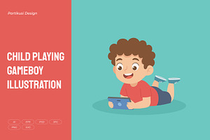 Child Playing Gameboy Illustration, a Person Illustration by Partikusi Design
