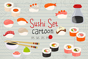 Sushi Set, Japanese Restaurant Food, a Food Illustration by ArtVarStudio (Thumbnail 1 of 3)