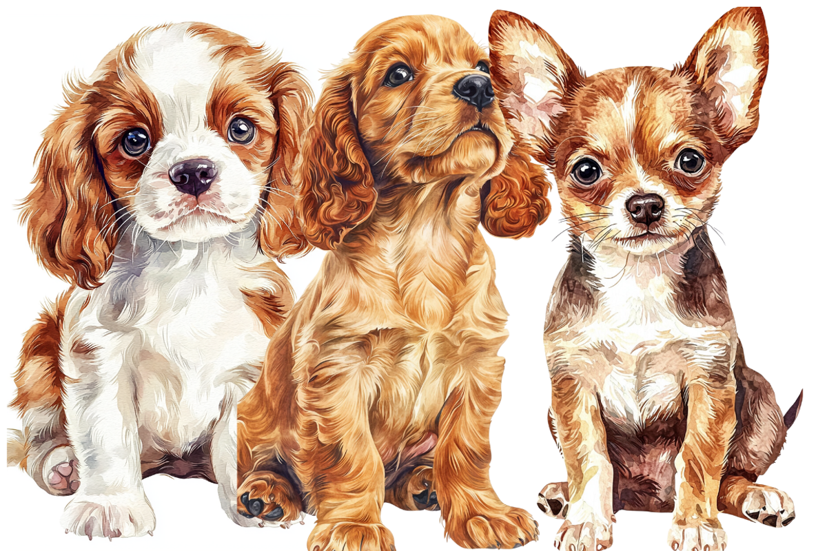 Watercolor Puppies Clipart, an Animal Illustration by PrintHaven Designs (Photo 2 of 10)