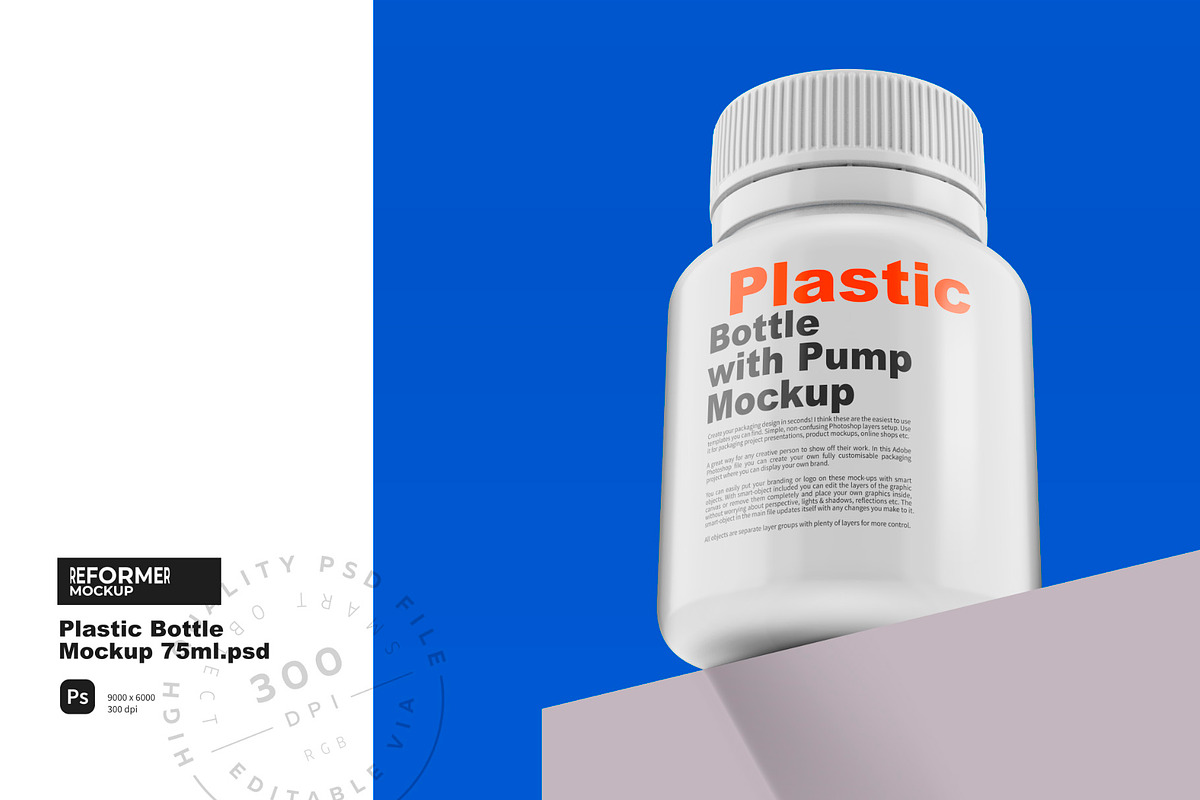Plastic Bottle Mockup 75ml, a Packaging Mockup by Reformer Mockup (Photo 1 of 7)