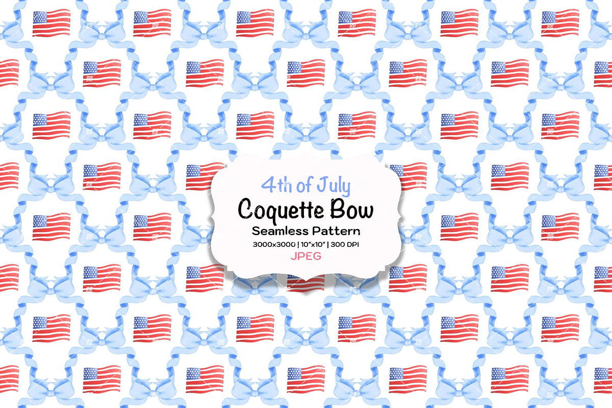 American Flags Coquette Bow Seamless, a Pattern Graphic by KisbyArt (Photo 1 of 3)