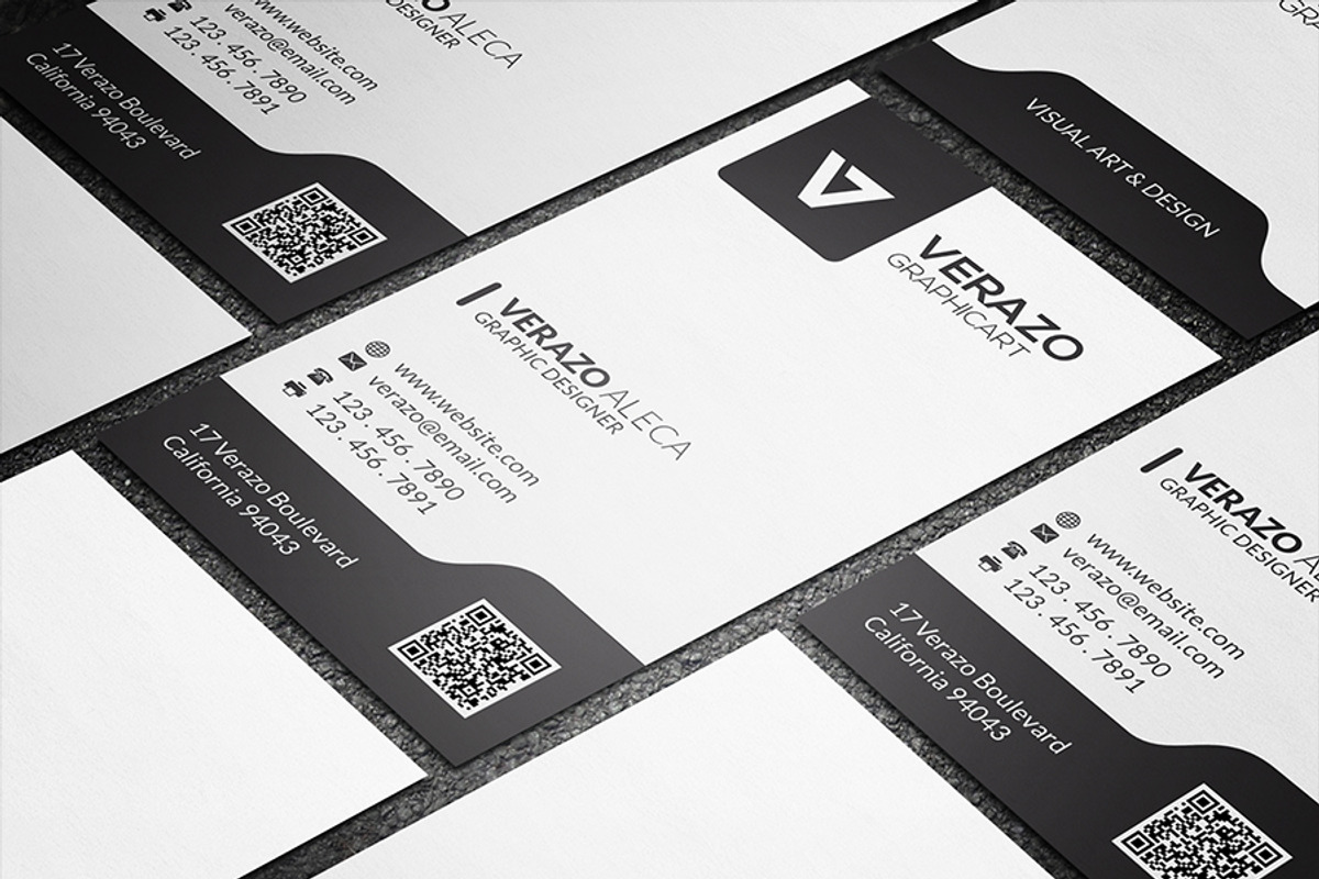 Black & White Vertical Business Card, a Business Card Template by Verazo (Photo 3 of 3)
