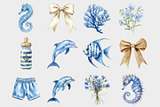 Watercolor Coastal Nursery Clipart, a Seasonal Illustration by Design Market (Thumbnail 2 of 5)