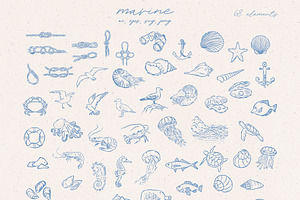 Wedding, Beach, Sea Life Food Doodle