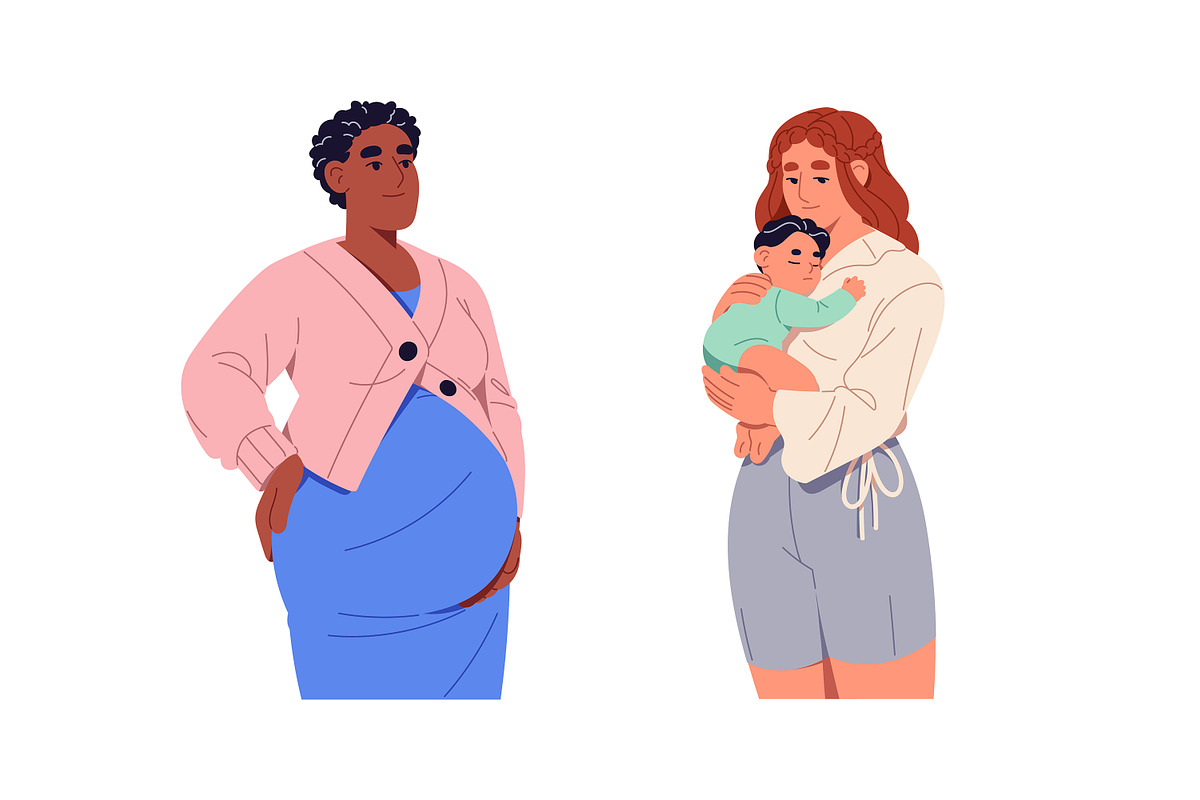 Pregnant women, moms with babies set, a Person Illustration by PaperTrident (Photo 2 of 5)