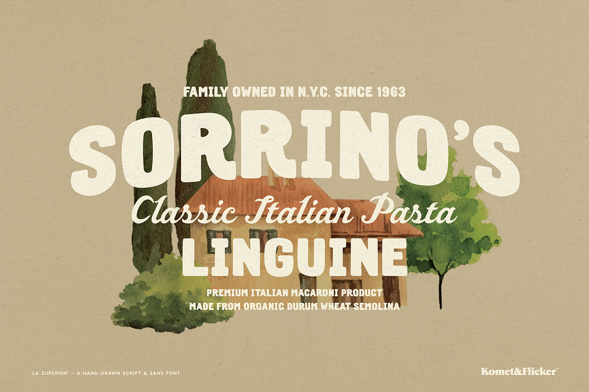 La Superior - A Hand Drawn Font Trio, a Script Font by Komet & Flicker (Photo 3 of 16)