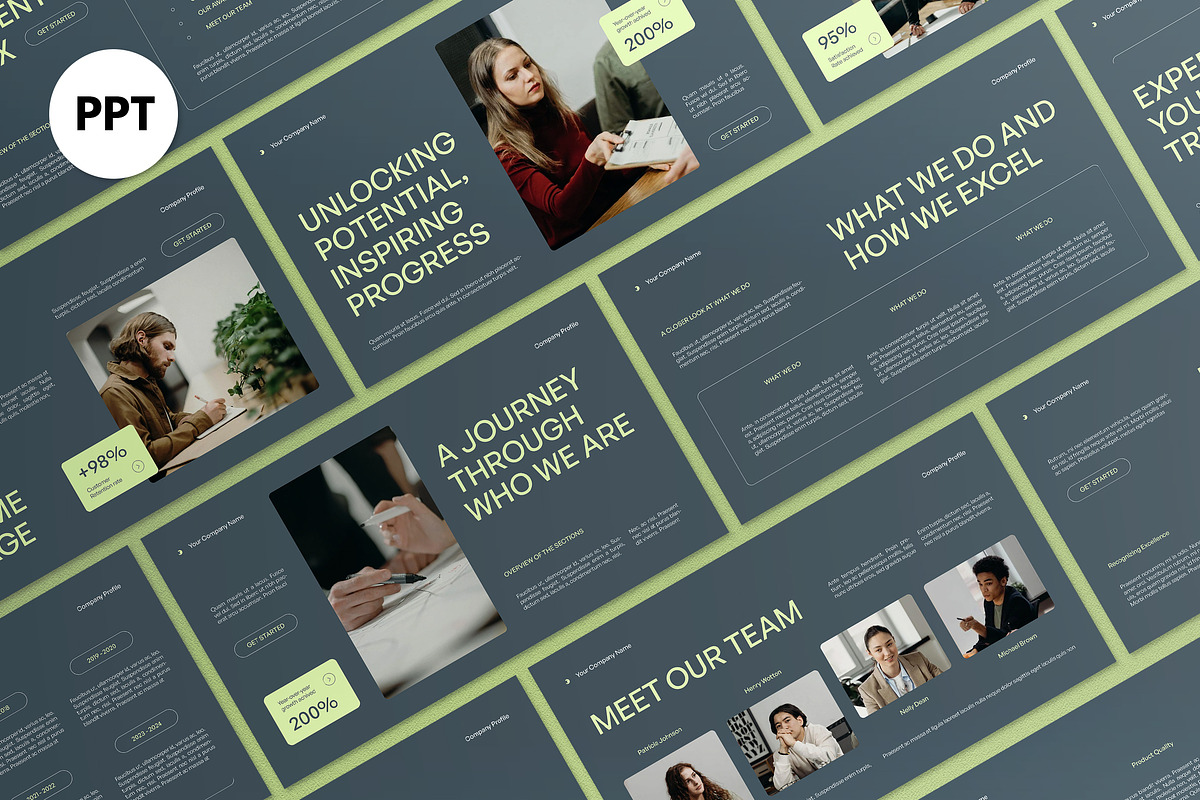 Green White Company Profile PPT, a Presentation Template by graphicook (Photo 1 of 4)