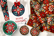 Folk Christmas Pattern and Ornaments, a Seasonal Illustration by Red Ink (Thumbnail 2 of 9)