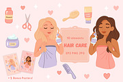 Hair Care Routine Clipart, an Illustration by Bielousova Art (Thumbnail 1 of 9)