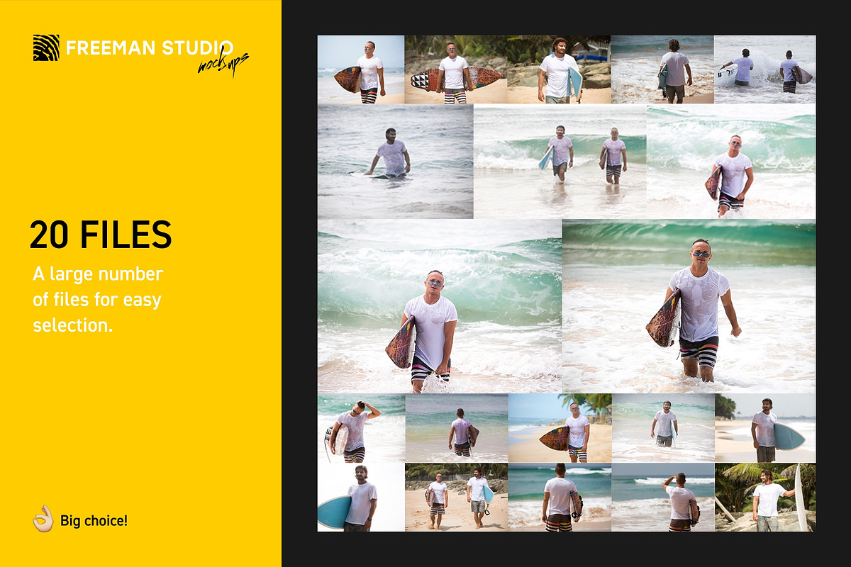 Surfers T-Shirt Mock-Up Set, a Shirt Mockup by Freeman Studio (Photo 3 of 16)