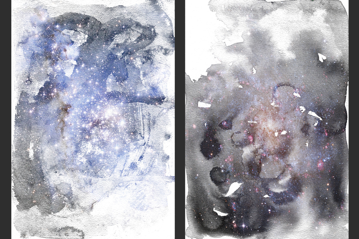 Galaxy India Ink Wash Backgrounds, a Texture Graphic by M. by mprintly (Photo 3 of 7)