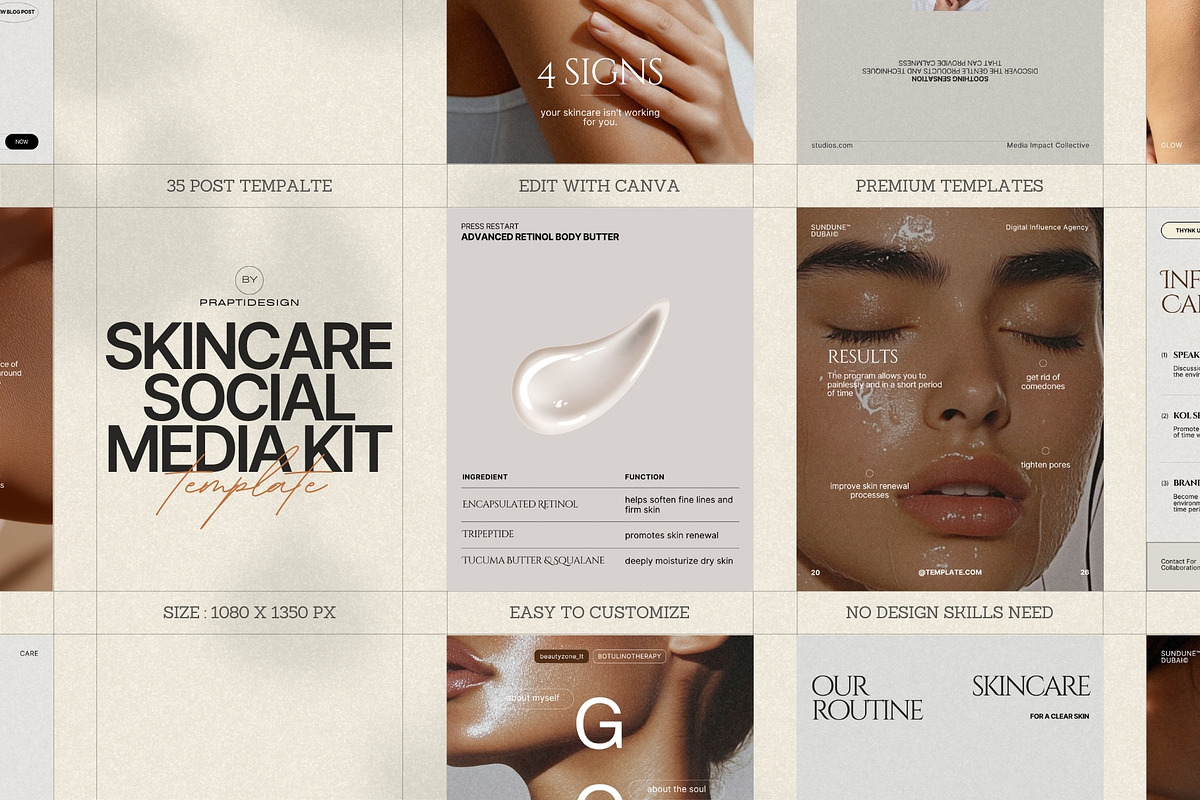 Minimal Skincare Canva Post Pack