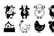 Cute Farm Animal Silhouette Bundle, an Illustration by hafijul (Thumbnail 10 of 51)
