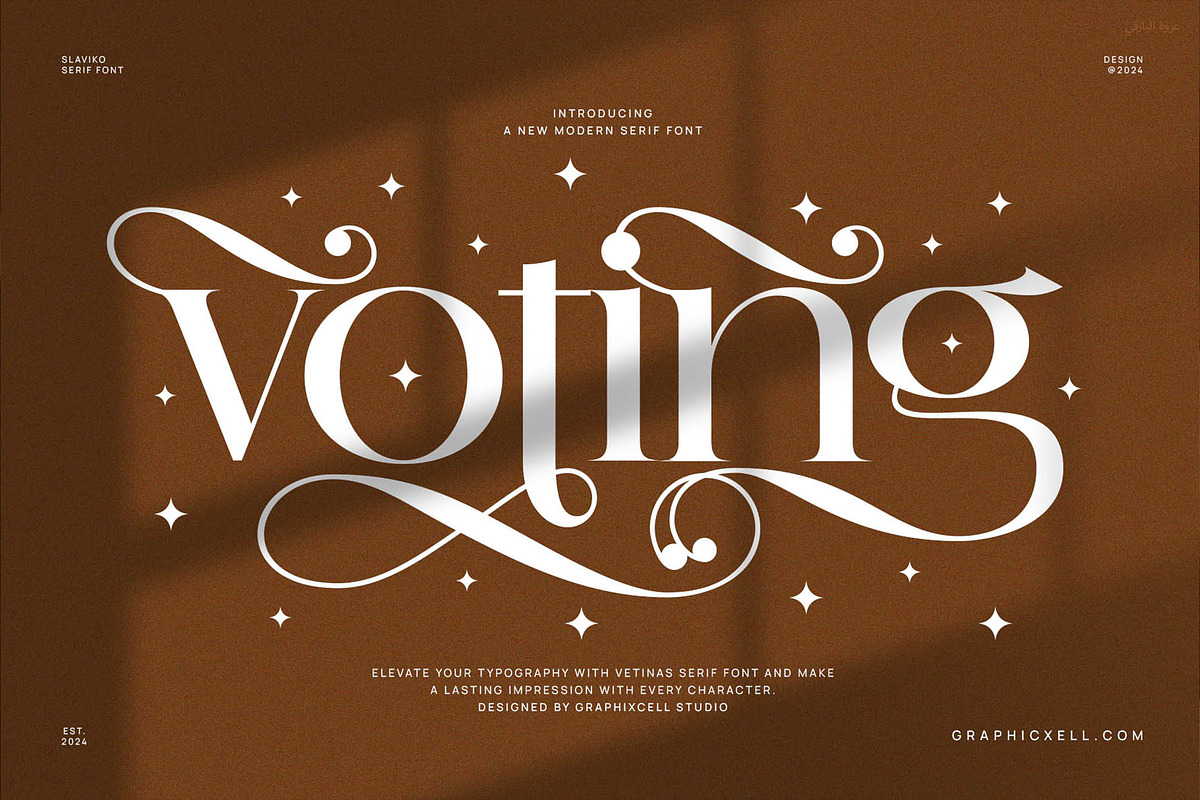 Voting Calligraphy Serif Font, a Serif Font by Graphicxell (Photo 1 of 9)