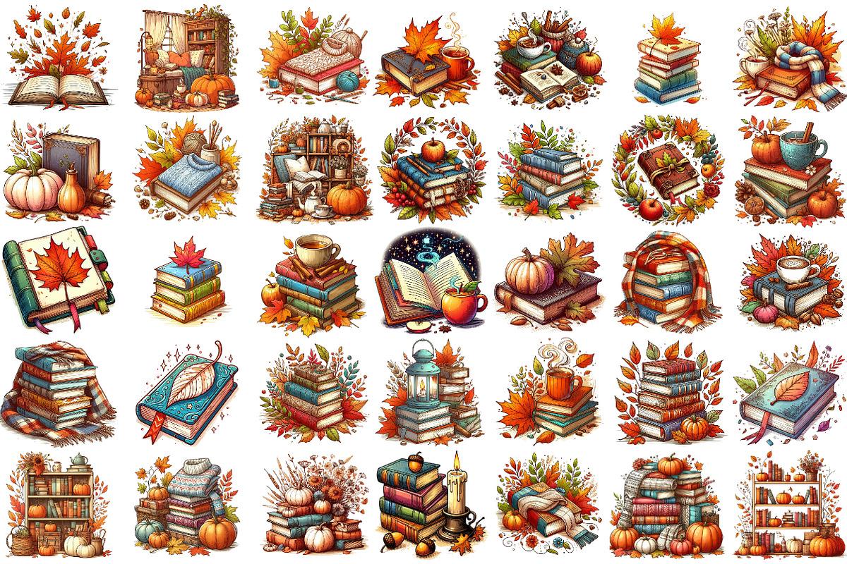 Autumn Books Sublimation Clipart Bun, an Illustration by Sublimation Artist (Photo 2 of 6)