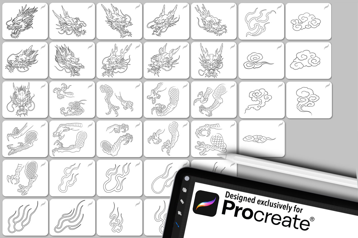 Japanese Dragon Kit for Procreate, a Brush Add-On by InkRef (Photo 6 of 6)